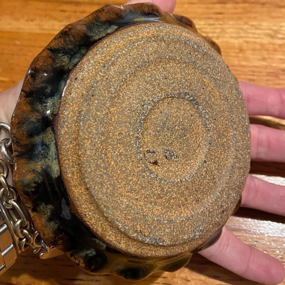 Ceramic Bear Imprint Pottery Crackle Glaze Handmade Dish - Picture 4 of 8